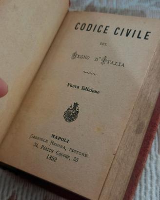 Codice Civile Regno d’Italia 1892 originale antico