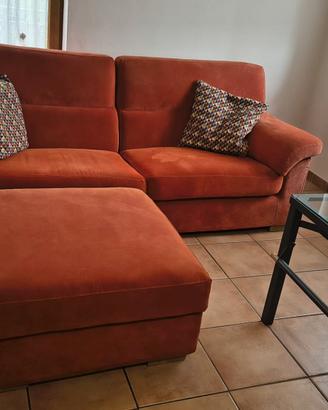Divano in velluto + pouf