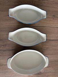 Set 3 pirofile ovali in ceramica bianca