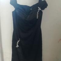 Vestito tubino nero in raso
