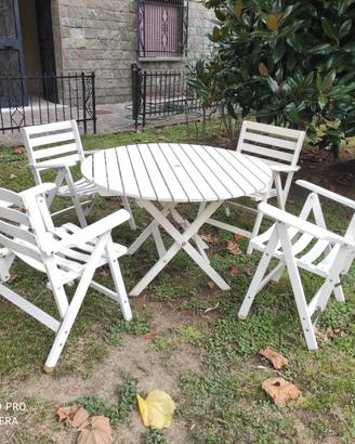 TAVOLO E SEDIE DA GIARDINO IN LEGNO