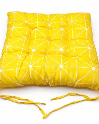 3 cuscini sedia gialli imbottiti con lacci