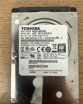 Hard disk Toshiba MQ01ABF050 da 500 GB, NUOVO