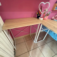 Scrivania angolare rovere chiaro e bianco