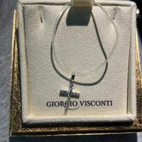 Croce in Oro Bianco con Diamanti-Giorgio Visconti