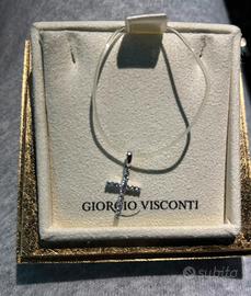 Croce in Oro Bianco con Diamanti-Giorgio Visconti