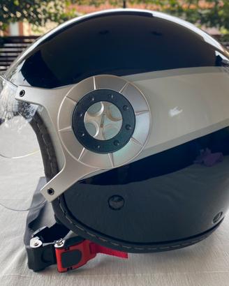 Casco jet bianco e nero uomo