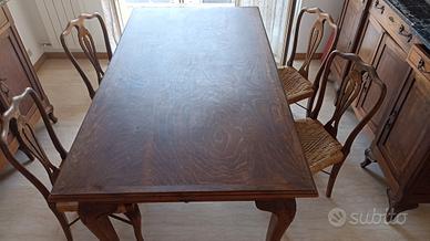 Tavolo rettangolare in legno + 6 sedie  Vintage