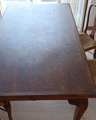 Tavolo rettangolare in legno + 6 sedie  Vintage