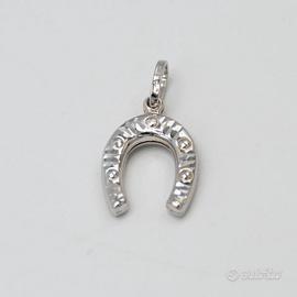 Ciondolo oro bianco 18 kt ferro di cavallo M.160