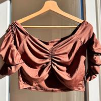 Rumbera Blouse- Crop top Marrone