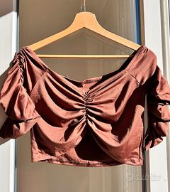Rumbera Blouse- Crop top Marrone
