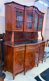Credenza Liberty in legno massello con vetrina 