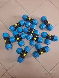 10 pz. raccordo a tee per tubo in polietilene 32mm