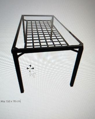 tavolo metallico Ikea con sottopiano in grigliato