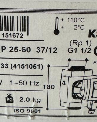 Pompa circolatore KSB Riotronic 25-60