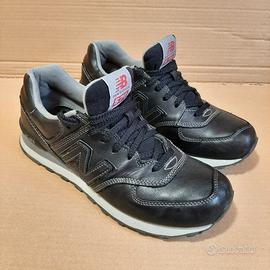 New Balance 574 pelle nere n.43 Abbigliamento e Accessori In