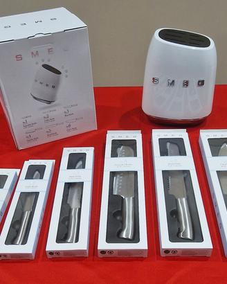smeg ceppo coltelli + 6 coltelli (nuovo)