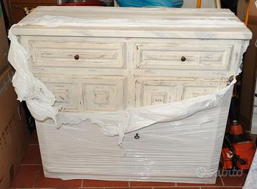 CREDENZA CASSETTIERA BIANCA DISTRESSED/shabby chic