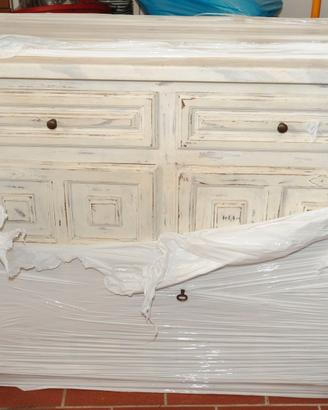 CREDENZA CASSETTIERA BIANCA DISTRESSED/shabby chic