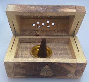 Porta Incenso Legno Coni Bauletto Buddha