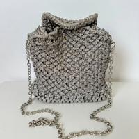 Borsa handmade macramé metallizzata grigia!!