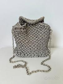 Borsa handmade macramé metallizzata grigia!!