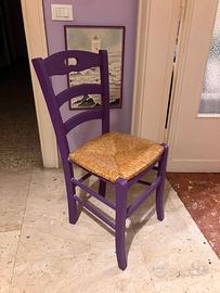 Set 6 sedie country in legno viola!