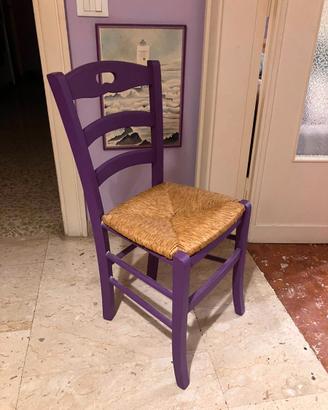 Set 6 sedie country in legno viola!