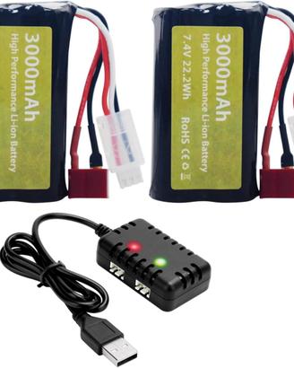 2 Batterie Li-ion 7.4V 3000mAh T-Plug USB