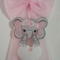 Fiocco nascita in tulle elefante bimba o bimbo