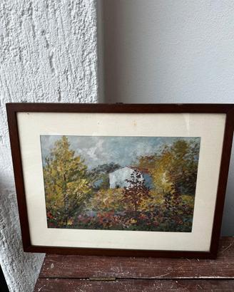 Quadro paesaggio impressionista con cornice