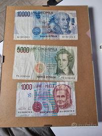 Banconote Lira da 10.000, 5.000 e 1.000