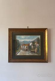 Dipinto Olio Su Tela Coppola Paesaggio Borgo Case