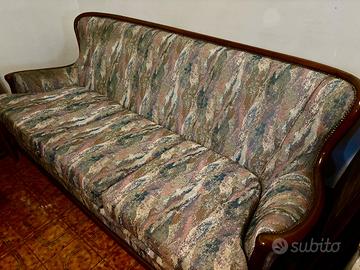 Divano 3 posti in legno e tessuto Gobelin ex novo