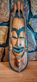 Rara Maschera Africana Vintage in Legno Pregiato