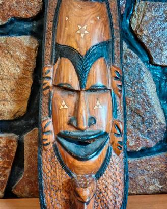 Rara Maschera Africana Vintage in Legno Pregiato