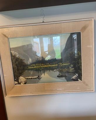 Quadro paesaggio di montagna con lago – cornice el