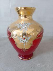 Vaso in vetro di murano con decorazione oro 24k