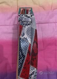 Cintura donna nuova in vera pelle effetto pitone
