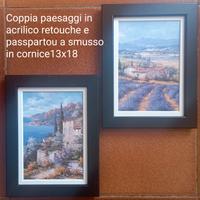 Coppia Stampe Paesaggi in acrilico retouche 