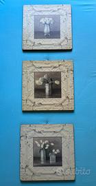 Tre quadri in legno Vintage 31x31