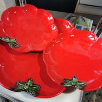 Servizio 6 piatti e un vassoio Rosso vintage