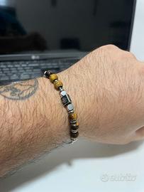 Bracciale uomo Brosway con perline marroni e nere