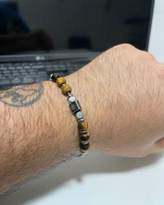 Bracciale uomo Brosway con perline marroni e nere