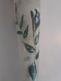 Vaso Fioriera Vetro Dipinto h 35 ø 9