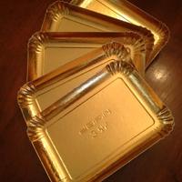 10 pezzi Vassoio Cartone Oro - Cm 18x11.