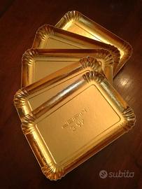 10 pezzi Vassoio Cartone Oro - Cm 18x11.