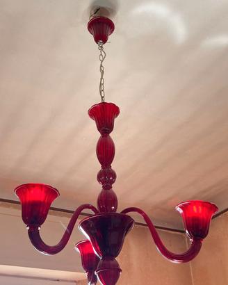 LAMPADARIO rosso murano  Voltolina.