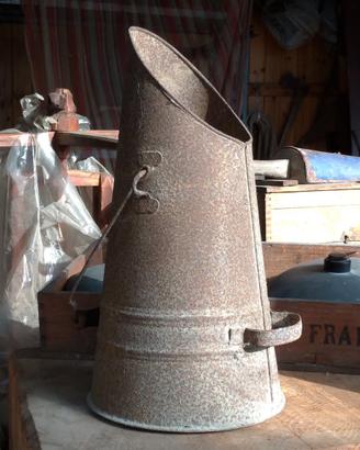 Antico secchio porta carbone vintage metal camino